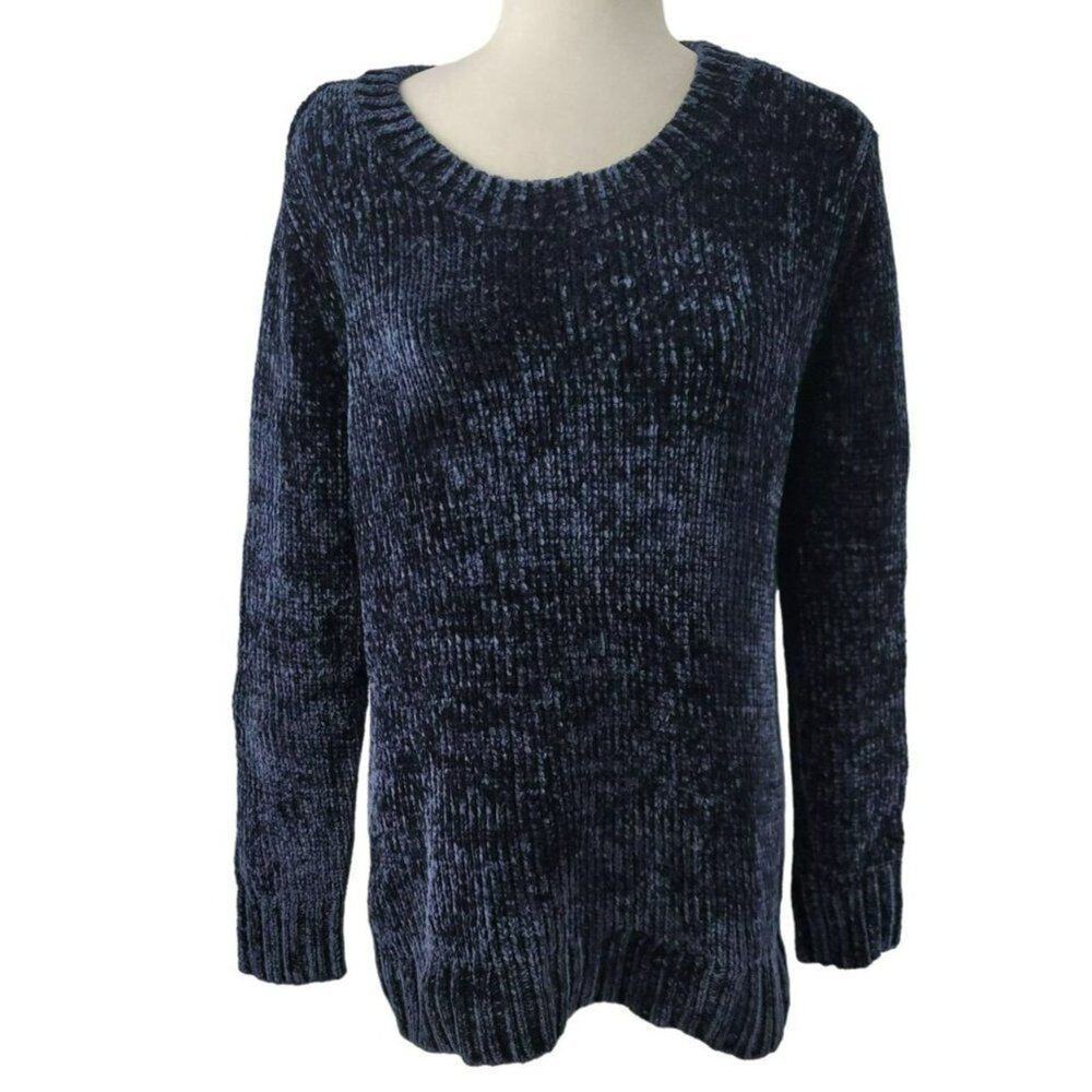 Orvis Sweater Womens Medium Chenille Blue Cozy Soft Lounge Oversized Relax Boxy